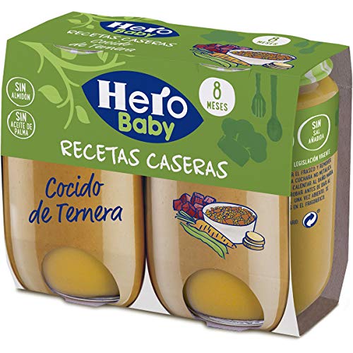 Hero Baby Recetas Caseras Cocido de Ternera Tarritos de Puré para Bebés a partir de 8 meses Pack de 3 u de 2 x 190 g