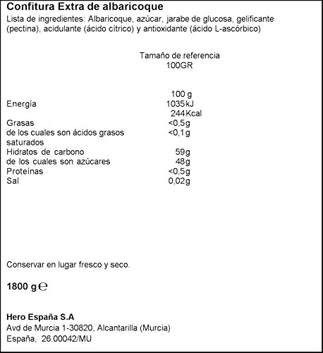 Hero Confitura de Albaricoque en Porciones Natural Sin Conservantes Ideal para Hostelería 72 unidades de 25 g