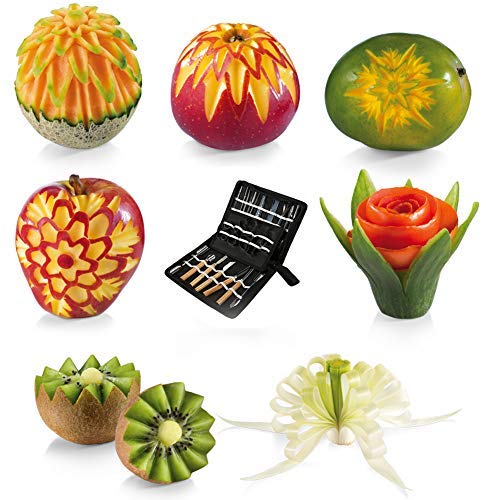 herramienta para tallar fruta set, corta 46 piezas de herramientas de talla culinaria corte de guarnición guarnición kit de herramientas para alimentos vegetales de fruta corte fruta cuchillo tallar