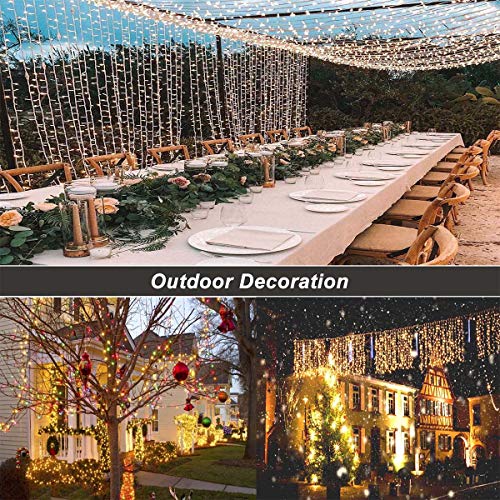 Hezbjiti 600 LED Cortina de Luces 6m x 3m, 8 Modos Cadena de Luz Blanco Cálido Resistente al Agua, Decoración de Navidad, fiestas, bodas, jardín etc.[Clase de eficiencia energética A+]