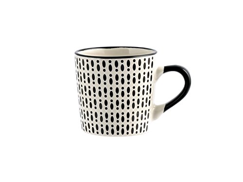 H&H Vhera - Juego de 6 tazas de café, Stoneware, blanco/negro, 90 ml