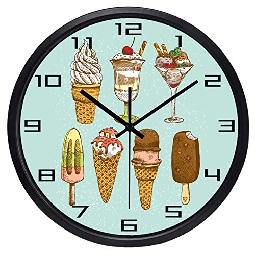 HIDFQY Reloj de Pared Helado 12 Pulgadas B14B maquinaria de Cuarzo Decoración Ideal para la Casa Oficina Hotel Restaurante