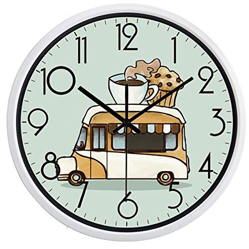 HIDFQY Reloj de Pared silencioso Pizza Perro Hamburguesa Helado 10 Pulgadas B27W maquinaria de Cuarzo Decorativo para el hogar/la Cocina/la Oficina/la Escuela