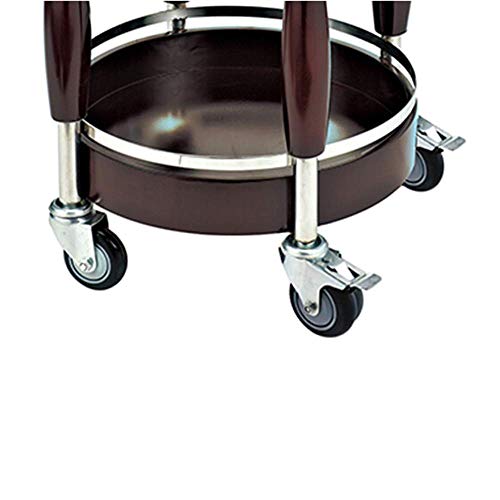 HIGHKAS Carro Barra rodante, Carro Vino, Carro Servicio 3 Niveles, Carro Cocina Metal Madera Maciza para Cocina, Carro Barra Servicio té con 4 Ruedas, Carro Estante Almacenamiento Catering