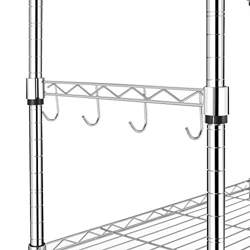 Himimi Estante de Cocina Carro de Cocina Estante de Metal Estante rodante de Acero Cromado 5 estantes con Ruedas L59 x W35 x H183cm, Plata