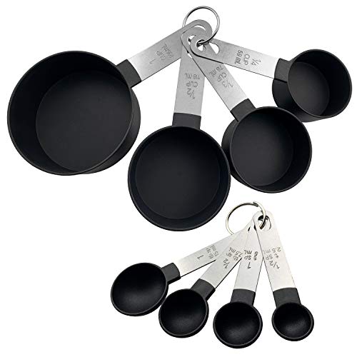 HINMAY - Juego de 8 tazas y cucharas medidoras de cocina para líquidos y sólidos