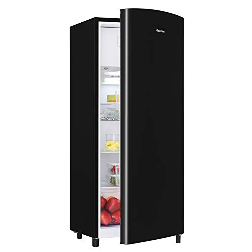 Hisense RR220D4AB2 - Frigorífico una Puerta, Clase A++, Botellero Cromado, Estantes XXL, 164 L de Capacidad Neta, 128 cm Alto, Silencioso 40dB, Color negro