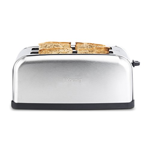 H.Koenig Baguettes Tos28 Tostadora Pan 2 Ranuras Largas Y Anchas, 1500 W, Acero Inoxidable, plástico, 4