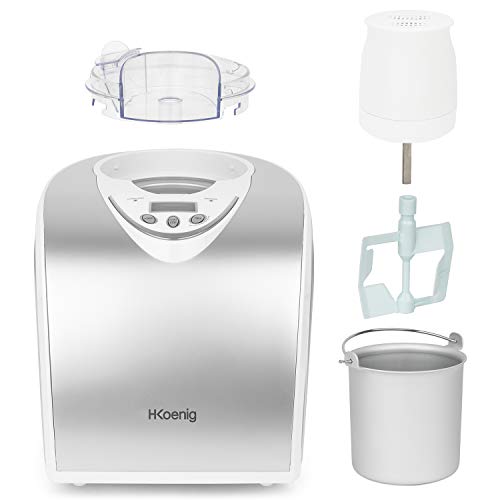 H.Koenig Máquina para Hacer Helados Caseros y Sorbetes, con Compresor 135 W, 1 litros, Gris, Acero Inoxidable HF180