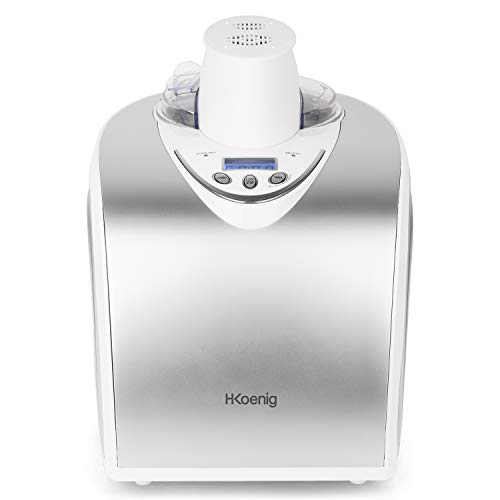 H.Koenig Máquina para Hacer Helados Caseros y Sorbetes, con Compresor 135 W, 1 litros, Gris, Acero Inoxidable HF180