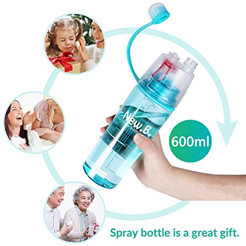 HKTOPONE Niño Rociar Botella de Agua Deporte en Aerosol para Beber Botella de Agua Ciclismo Sin BPA 600 ml para Gimnasio, Ciclismo Correr Escalada Senderismo y montañismo (Azul)