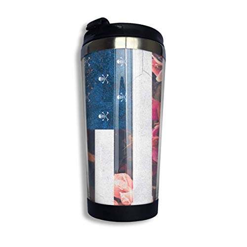 HLw Coffee Mug Blossom Rose American Flag 13.5 Oz/ 400 Ml Double-Layer Stainless Steel Coffee Mug Insulated Travel Tumbler Mug For Coffee Wine Cocktails Ice Cream