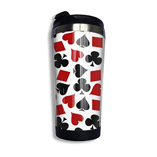 HLw Taza de café Poker Playing ARDS 13.5 Oz / 400 Ml Taza de café de Acero Inoxidable de Doble Capa Taza de Viaje aislada para café, Vino, cócteles, Helado