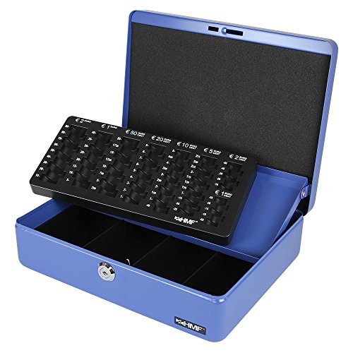 HMF 100155 Caja de caudales, bandeja para contar monedas 30,0 x 24,0 x 9,0 cm azul