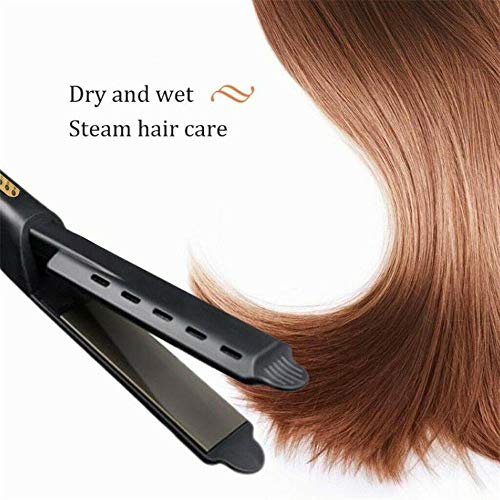 hmkazm Plancha para el Pelo Cepillo Eléctrico de Cuatro Engranajes, Cerámica Turmalina Plancha de Pelo Iónica Plana con Vapor, Plancha de Pelo Profesional con Vapor Temperatura Ajustable (1PCS)