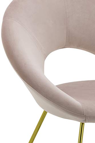 HNNHOME® Porto Home Salón Salón Ocio Silla de comedor de terciopelo suave tapizado en patas de color dorado (rosa claro)