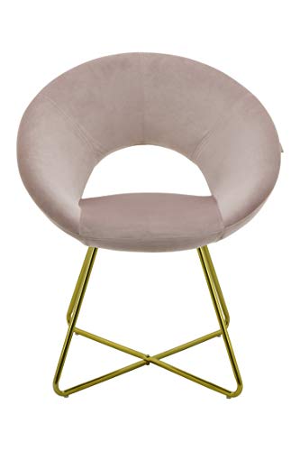 HNNHOME® Porto Home Salón Salón Ocio Silla de comedor de terciopelo suave tapizado en patas de color dorado (rosa claro)