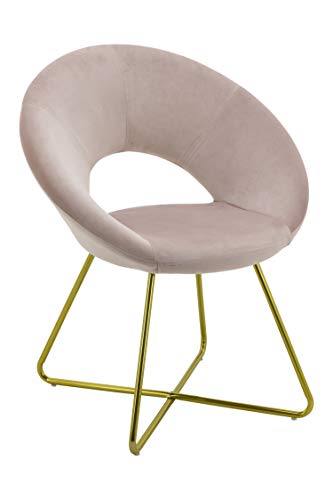 HNNHOME® Porto Home Salón Salón Ocio Silla de comedor de terciopelo suave tapizado en patas de color dorado (rosa claro)