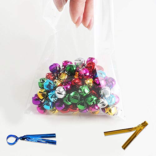 HO2NLE 200pcs Bolsas de Celofan Transparente Opp para Chuches Bolsitas Plastico Pequeñas 9 x 15cm con Lazos Colores para Chuches Galletas Tortas Dulces Chocolate Cumpleaños Boda Comunion