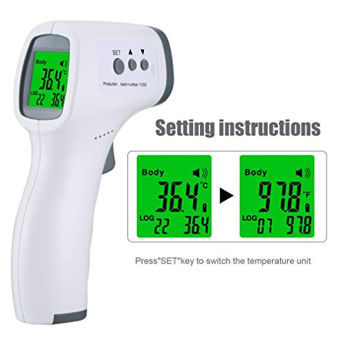 HOBFU Termómetro frontal de infrarrojos digital - Mide la temperatura del cuerpo y de los objetos.