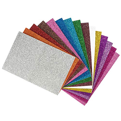 Hoja de Goma eva con Purpurina 8x12 Pulgada-2 mm Tamaño A4 grueso para actividades de manualidades para niños Cortadores de bricolaje Art-21x30cm (Multicolor) (14 pcs)