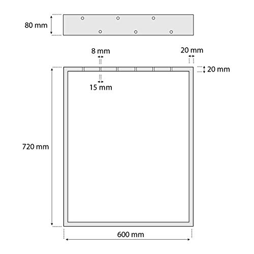 HOLZBRINK Patas de Mesa perfiles de acero 80x20 mm, forma de marco 60x72 cm, Negro Intenso, 1 Pieza, HLT-01-C-CC-9005