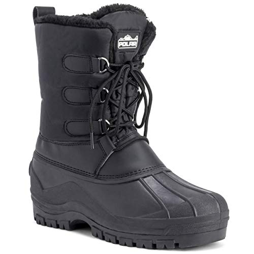 Hombre Cordones Corto Nylon Invierno Nieve Lluvia Cordones Pato Botas - BLK44 - AYC0141