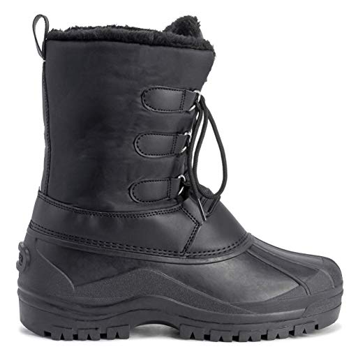 Hombre Cordones Corto Nylon Invierno Nieve Lluvia Cordones Pato Botas - BLK44 - AYC0141