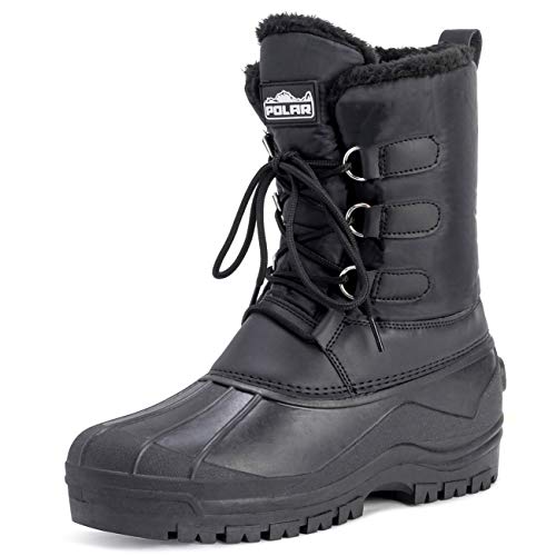 Hombre Cordones Corto Nylon Invierno Nieve Lluvia Cordones Pato Botas - BLK44 - AYC0141