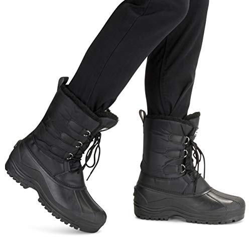 Hombre Cordones Corto Nylon Invierno Nieve Lluvia Cordones Pato Botas - BLK44 - AYC0141