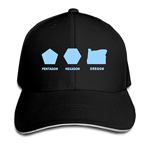 Hombres Mujeres Pentágono Hexagon Oregon Clásico Algodón Gorra de béisbol Ajustable Ajustado Dad Trucker Sombrero Negro