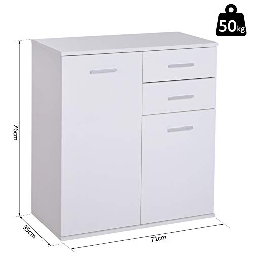 HOMCOM Armario Gabinete Consola Aparador Buffet Mueble Organizador de Almacenaje Multiusos de Comedor Salón con Puertas y Cajones 71x35x76cm