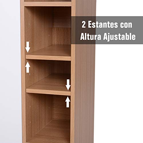 HOMCOM Armario Gabinete Consola Armario Bajo Mueble Organizador de Almacenaje Multiusos de Cocina Comedor Salón Baño con Puertas y Estantes Ajustables 80x32x90.5cm