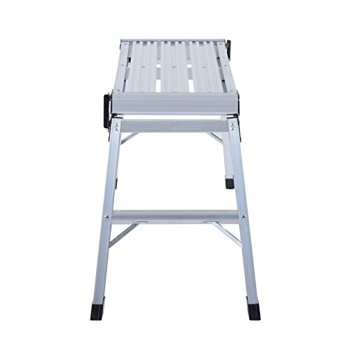 HOMCOM Banco Plegable Plataforma de Trabajo Escalera de Aluminio 150Kg Escalon Taburete