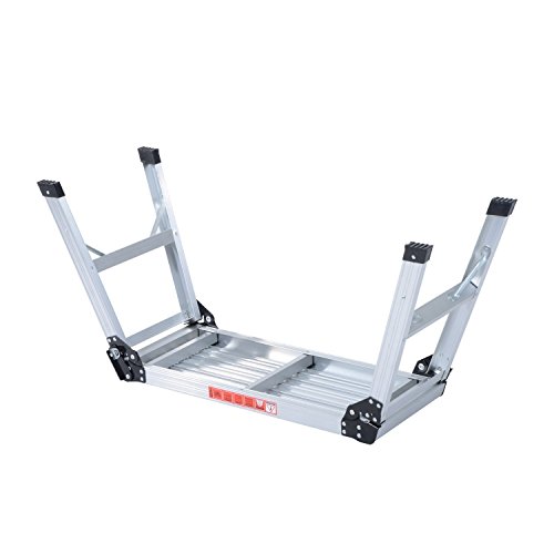 HOMCOM Banco Plegable Plataforma de Trabajo Escalera de Aluminio 150Kg Escalon Taburete