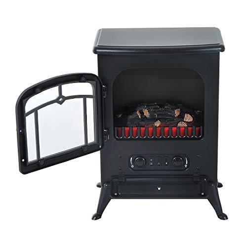 HOMCOM Chimenea Electrica Vertical 41,5x28x54,8cm 950/1850W Efecto Leña Ardiendo(Tipo 5)