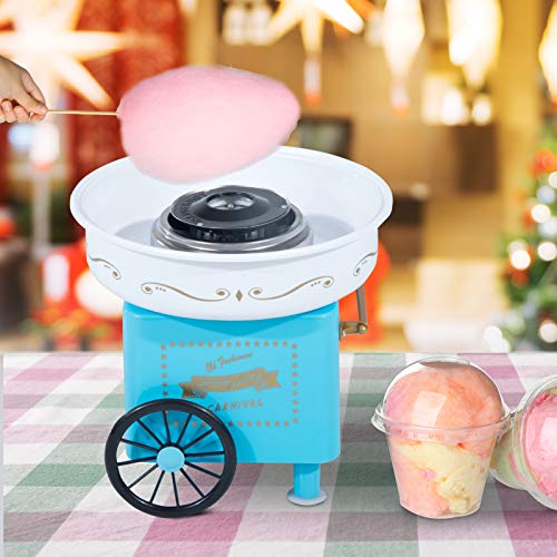 HOMCOM Máquina de Algodón de Azúcar Eléctrica Profesional Estilo Retro Regalo Infantil para Fiestas Cumpleaños Acero Inox. Aluminio 450W Cotton Candy Machine 30x30x28cm