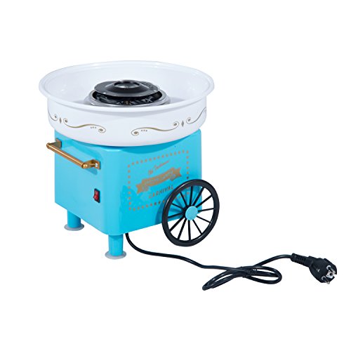 HOMCOM Máquina de Algodón de Azúcar Eléctrica Profesional Estilo Retro Regalo Infantil para Fiestas Cumpleaños Acero Inox. Aluminio 450W Cotton Candy Machine 30x30x28cm