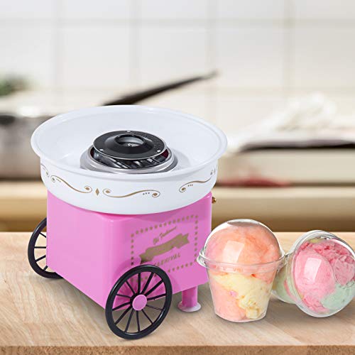 HOMCOM Máquina de Algodón de Azúcar Eléctrica Profesional Estilo Retro Regalo Infantil para Fiestas Cumpleaños Acero Inox. Aluminio 450W Cotton Candy Machine 30x30x28cm