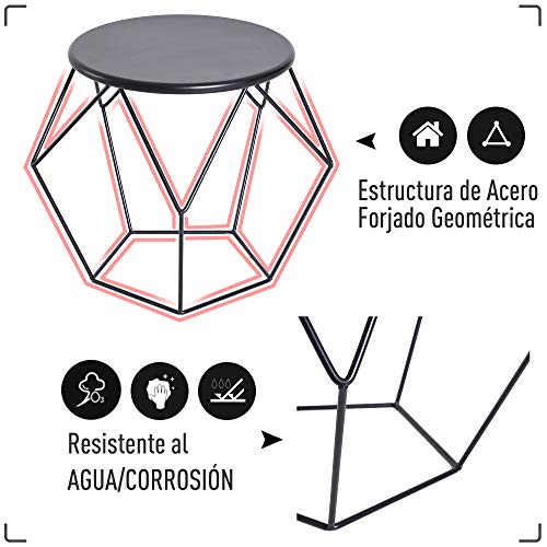 HOMCOM Mesa de Centro Metálica Mesita Café Redonda Nórdica Minimalista Creativa Mueble Salón Comedor Mesa Auxiliar Mesa para Sofá Sala de Esta 54x54x44cm