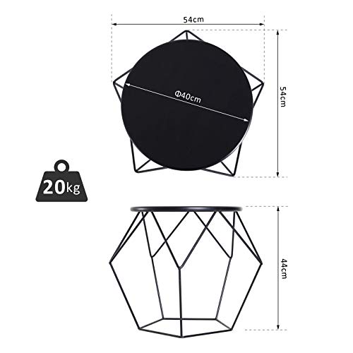 HOMCOM Mesa de Centro Metálica Mesita Café Redonda Nórdica Minimalista Creativa Mueble Salón Comedor Mesa Auxiliar Mesa para Sofá Sala de Esta 54x54x44cm