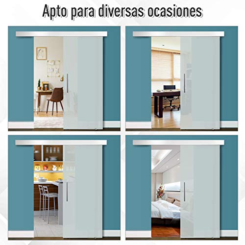 HOMCOM Puerta Corredera 205x77.5cm Puertas Correderas Satinada Deslizantes Cristal sin Obra