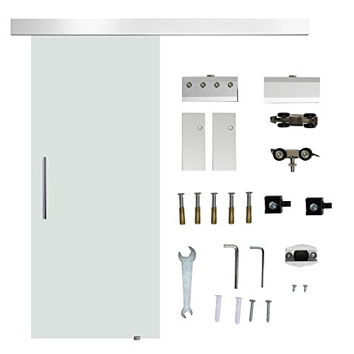 HOMCOM Puerta Corredera 205x77.5cm Puertas Correderas Satinada Deslizantes Cristal sin Obra