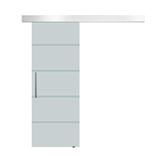 HOMCOM Puerta Corrediza de Vidrio Puerta Corredera Deslizante de Cristal Seguridad 90x205 cm