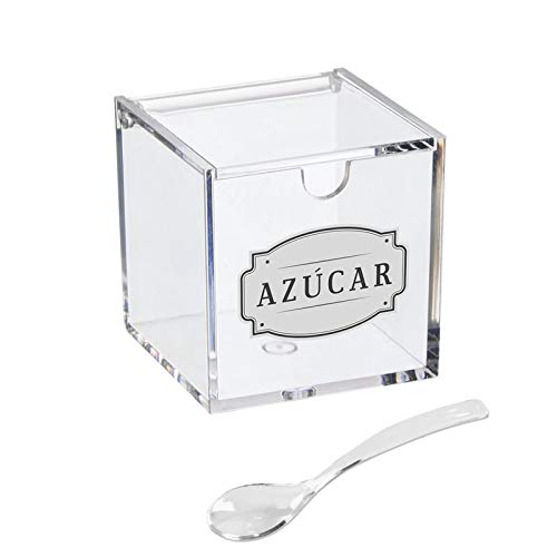 Home Gadgets Azucarero Cocina con Tapa Original Acrilico con Cuchara 16 cm