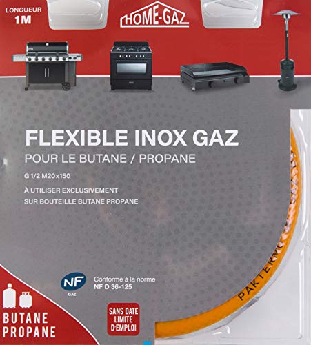 Home Gaz GAZ100 - Tubo metálico (acero inoxidable, 1 m, sin fecha de caducidad)