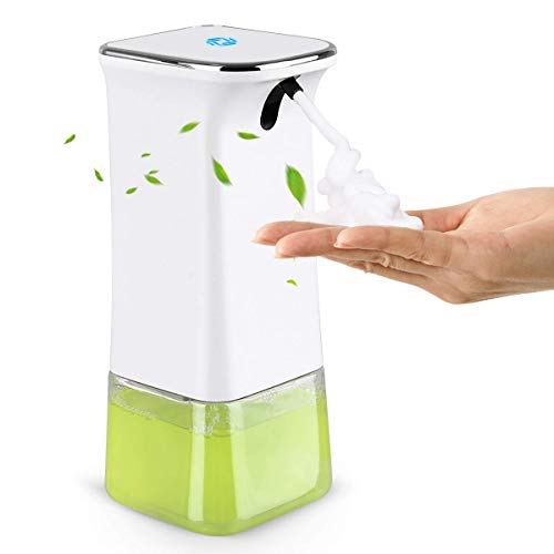 homeasy Dispensador de Jabón Automático, 280ml Jabón de Espuma con Gancho de Pared, Dosificador Automático de Alcohol sin Contacto con 2 Volúmenes de Espuma Ajustables para Baño, Cocina y Hotel