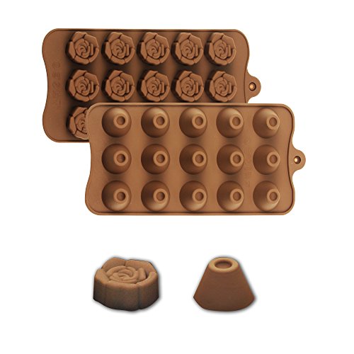 HomEdge - Moldes de trufa, juego de 4 paquetes de moldes de silicona antiadherentes para gelatina, chocolate, caramelos, hielo, de grado alimenticio, de silicona