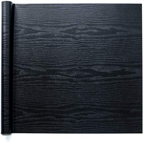 Homein Vinilos para Muebles Negro, Papel Pintado Autoadhesivo, Vinilos Cocina/Pared/Armario/Baño, Papel Adhesivo Impermeable y a Prueba de Polvo, PVC Rollo 44.5x200cm