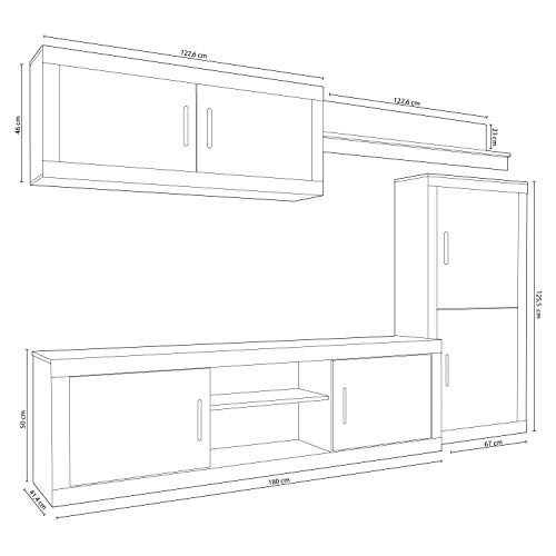 HomeSouth - Mueble de Comedor, Salon Modelo Ambar, Acabado Color Cambria y Blanco, Medidas: 248 cm de Ancho